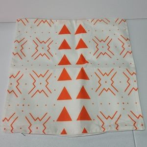Set of 2 Pillow Covers 15" x 15" Orange and White